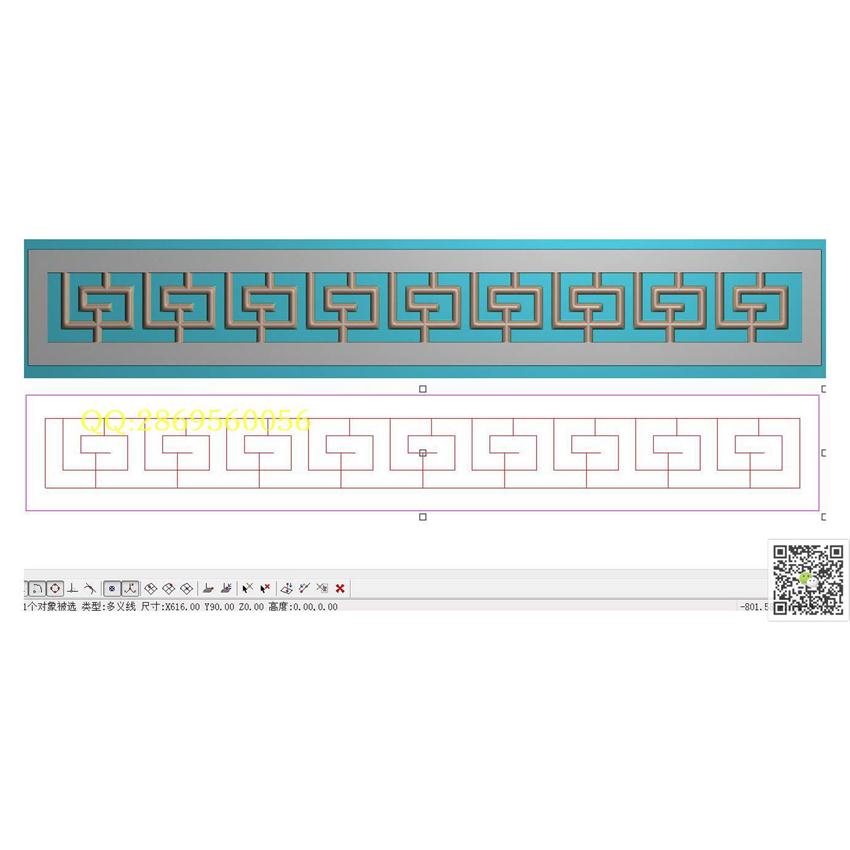 HW40镂空回纹框616-90 (2)_仿古牙板回纹边框花边精雕图浮雕图